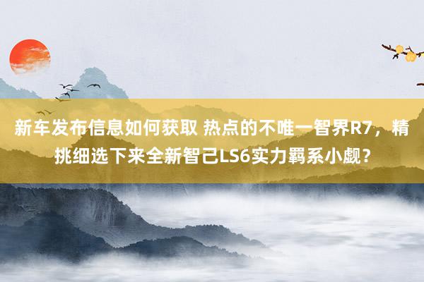 新车发布信息如何获取 热点的不唯一智界R7，精挑细选下来全新智己LS6实力羁系小觑？