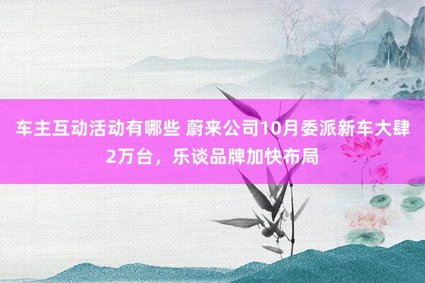 车主互动活动有哪些 蔚来公司10月委派新车大肆2万台，乐谈品牌加快布局