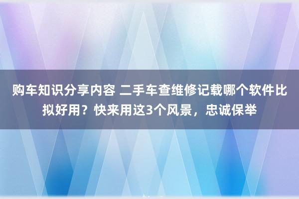 购车知识分享内容 二手车查维修记载哪个软件比拟好用？快来用这3个风景，忠诚保举