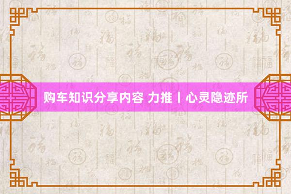 购车知识分享内容 力推丨心灵隐迹所