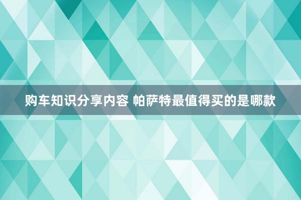 购车知识分享内容 帕萨特最值得买的是哪款