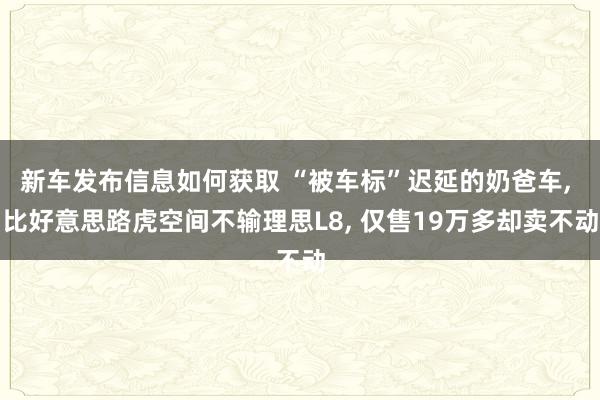 新车发布信息如何获取 “被车标”迟延的奶爸车, 比好意思路虎空间不输理思L8, 仅售19万多却卖不动