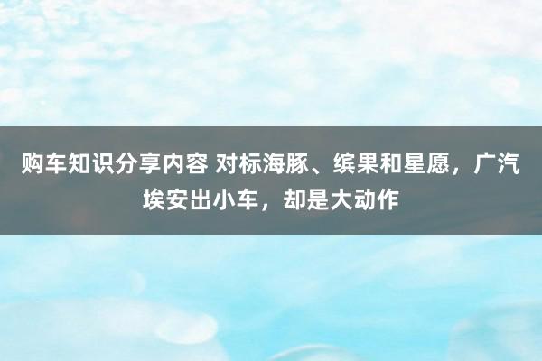 购车知识分享内容 对标海豚、缤果和星愿，广汽埃安出小车，却是大动作