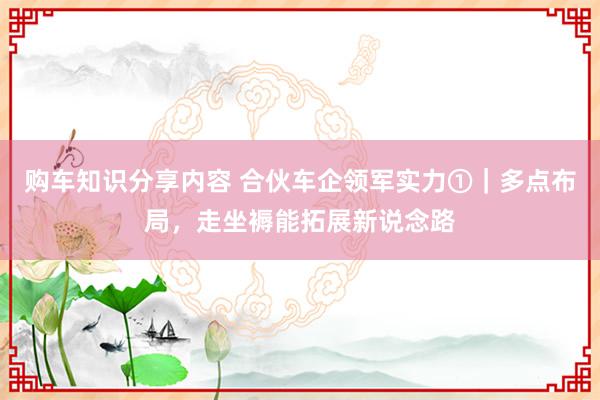 购车知识分享内容 合伙车企领军实力①｜多点布局，走坐褥能拓展新说念路