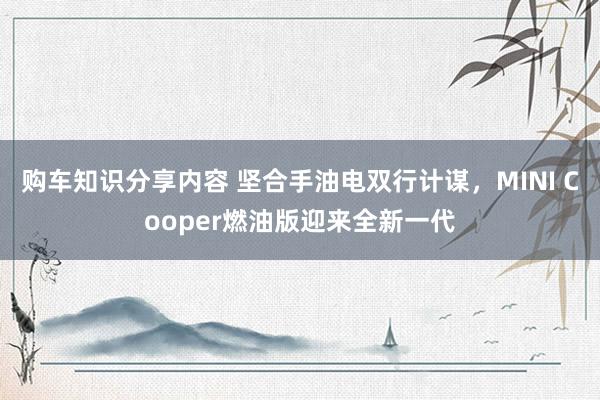 购车知识分享内容 坚合手油电双行计谋，MINI Cooper燃油版迎来全新一代