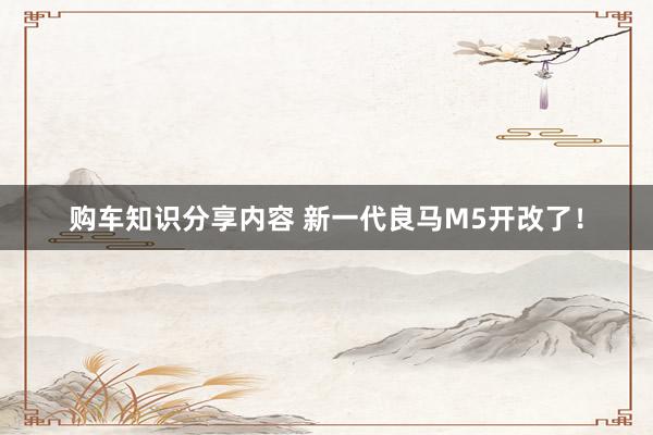 购车知识分享内容 新一代良马M5开改了！