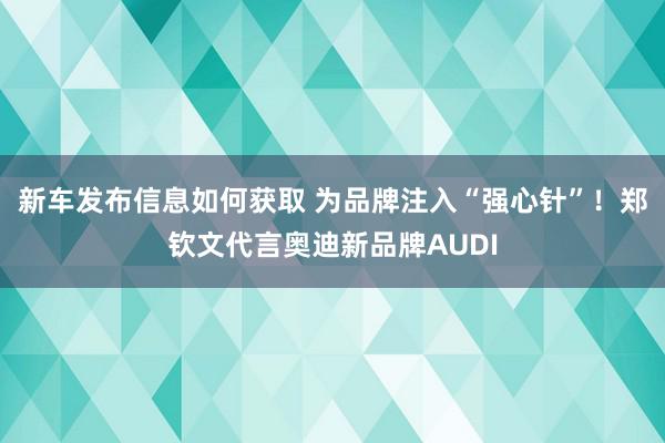 新车发布信息如何获取 为品牌注入“强心针”！郑钦文代言奥迪新品牌AUDI