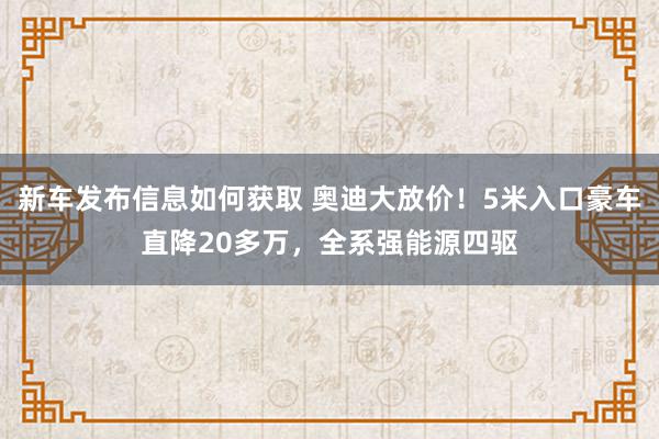 新车发布信息如何获取 奥迪大放价！5米入口豪车直降20多万，全系强能源四驱