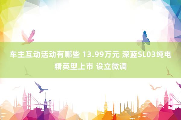 车主互动活动有哪些 13.99万元 深蓝SL03纯电精英型上市 设立微调