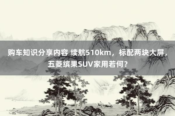 购车知识分享内容 续航510km，标配两块大屏，五菱缤果SUV家用若何？