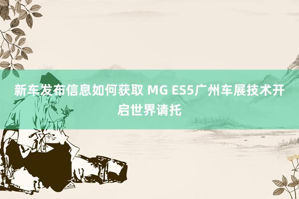 新车发布信息如何获取 MG ES5广州车展技术开启世界请托