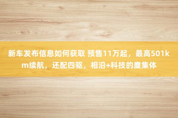 新车发布信息如何获取 预售11万起，最高501km续航，还配四驱，相沿+科技的麇集体