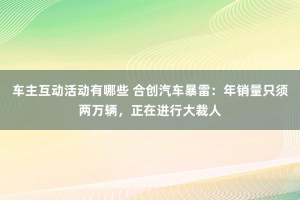 车主互动活动有哪些 合创汽车暴雷：年销量只须两万辆，正在进行大裁人