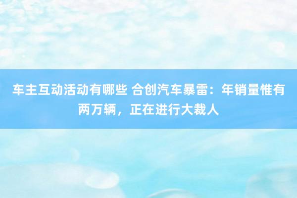 车主互动活动有哪些 合创汽车暴雷：年销量惟有两万辆，正在进行大裁人