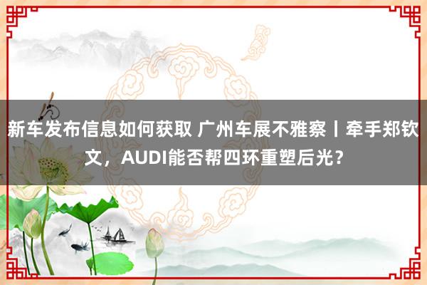 新车发布信息如何获取 广州车展不雅察丨牵手郑钦文，AUDI能否帮四环重塑后光？