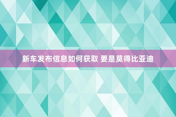 新车发布信息如何获取 要是莫得比亚迪