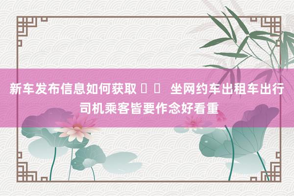 新车发布信息如何获取 		 坐网约车出租车出行 司机乘客皆要作念好看重