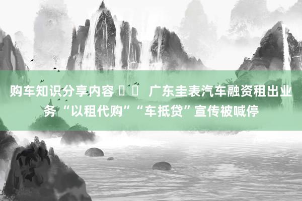 购车知识分享内容 		 广东圭表汽车融资租出业务 “以租代购”“车抵贷”宣传被喊停