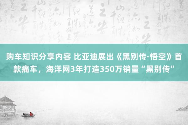 购车知识分享内容 比亚迪展出《黑别传·悟空》首款痛车，海洋网3年打造350万销量“黑别传”