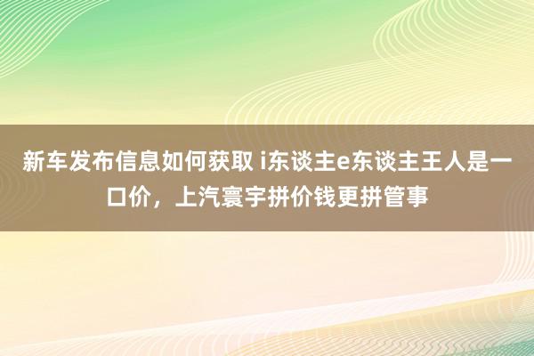 新车发布信息如何获取 i东谈主e东谈主王人是一口价，上汽寰宇拼价钱更拼管事