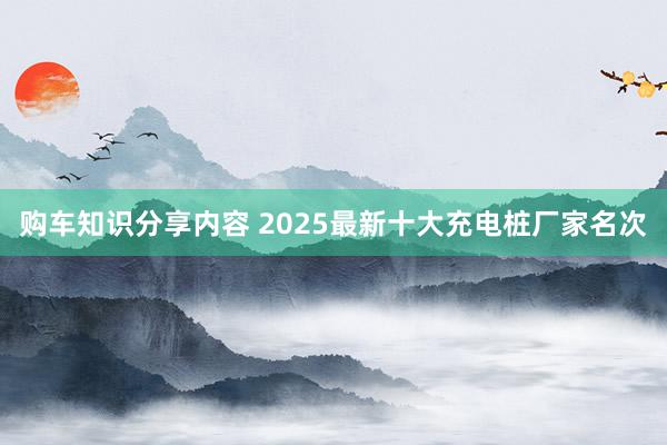 购车知识分享内容 2025最新十大充电桩厂家名次