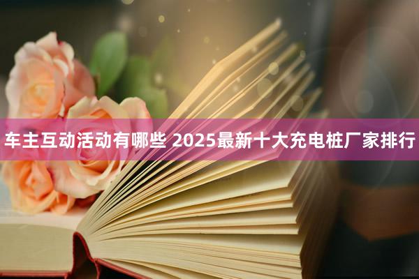 车主互动活动有哪些 2025最新十大充电桩厂家排行