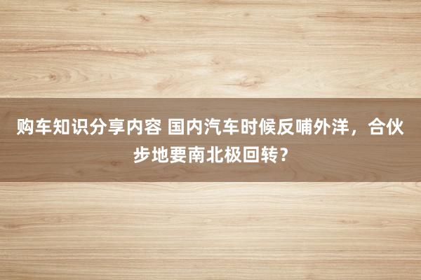 购车知识分享内容 国内汽车时候反哺外洋，合伙步地要南北极回转？