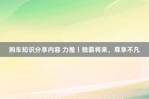 购车知识分享内容 力推丨独霸将来，尊享不凡