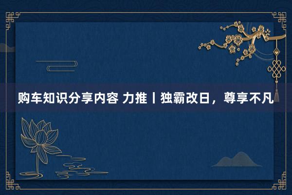 购车知识分享内容 力推丨独霸改日，尊享不凡