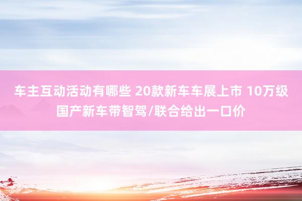 车主互动活动有哪些 20款新车车展上市 10万级国产新车带智驾/联合给出一口价