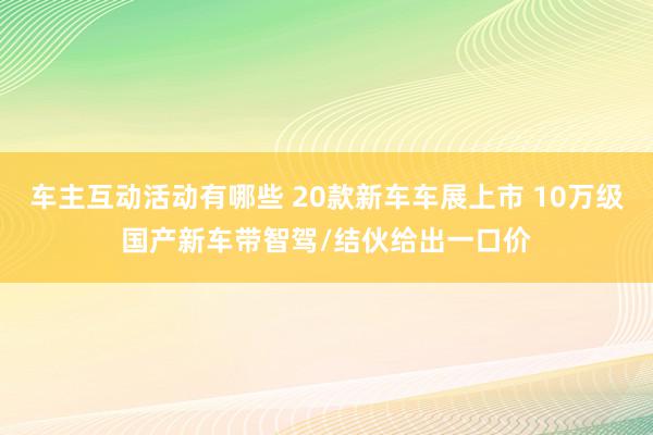 车主互动活动有哪些 20款新车车展上市 10万级国产新车带智驾/结伙给出一口价