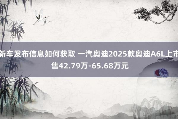 新车发布信息如何获取 一汽奥迪2025款奥迪A6L上市 售42.79万-65.68万元