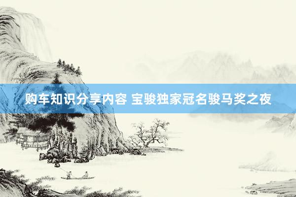 购车知识分享内容 宝骏独家冠名骏马奖之夜