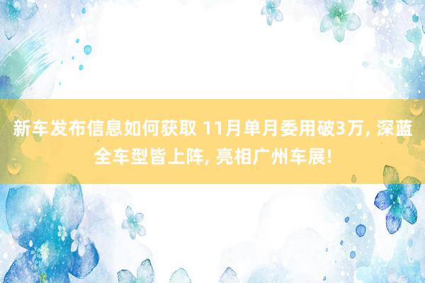 新车发布信息如何获取 11月单月委用破3万, 深蓝全车型皆上阵, 亮相广州车展!