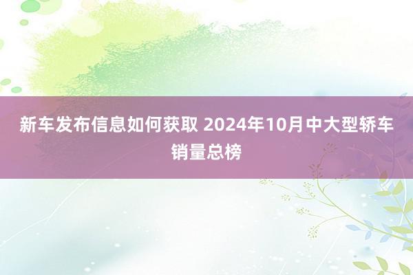 新车发布信息如何获取 2024年10月中大型轿车销量总榜