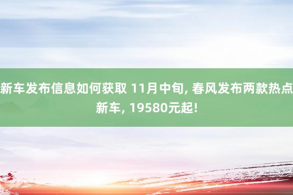 新车发布信息如何获取 11月中旬, 春风发布两款热点新车, 19580元起!