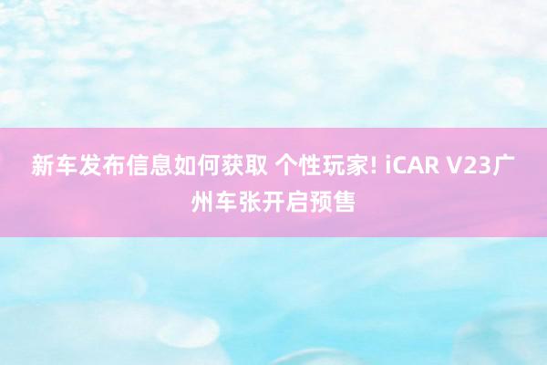 新车发布信息如何获取 个性玩家! iCAR V23广州车张开启预售