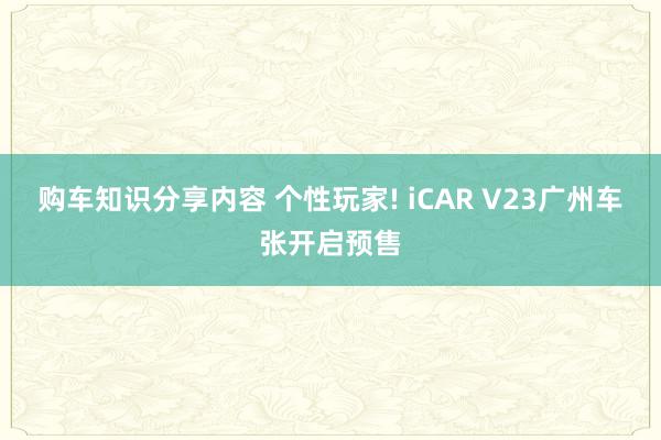 购车知识分享内容 个性玩家! iCAR V23广州车张开启预售