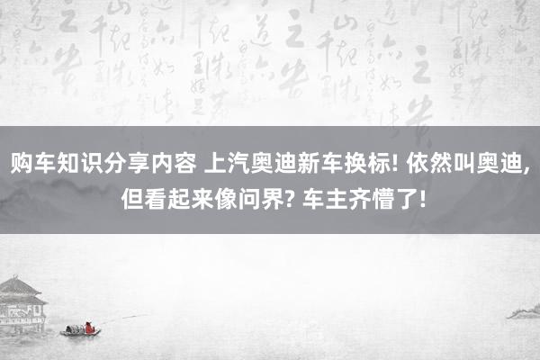 购车知识分享内容 上汽奥迪新车换标! 依然叫奥迪, 但看起来像问界? 车主齐懵了!