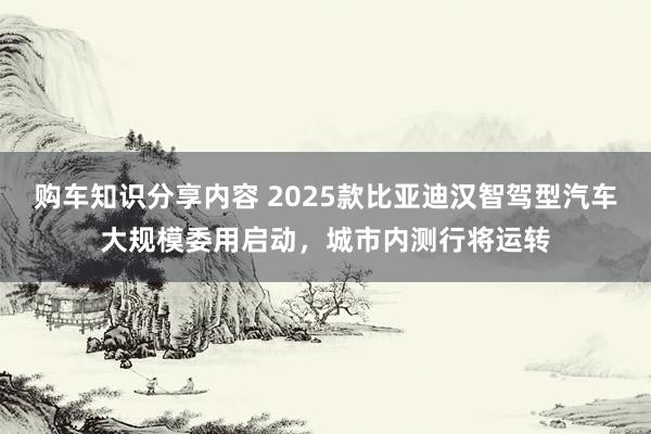 购车知识分享内容 2025款比亚迪汉智驾型汽车大规模委用启动，城市内测行将运转