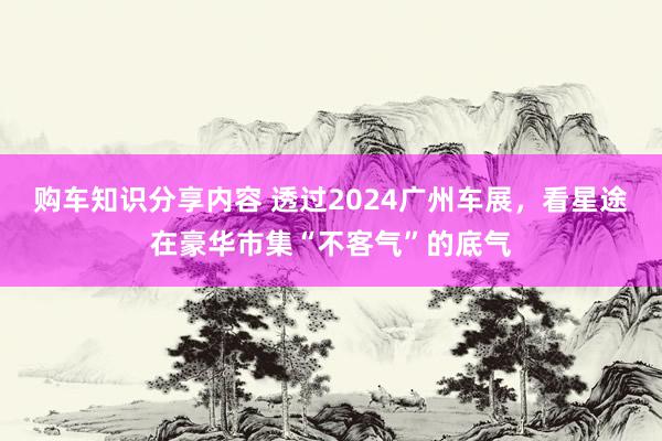 购车知识分享内容 透过2024广州车展，看星途在豪华市集“不客气”的底气