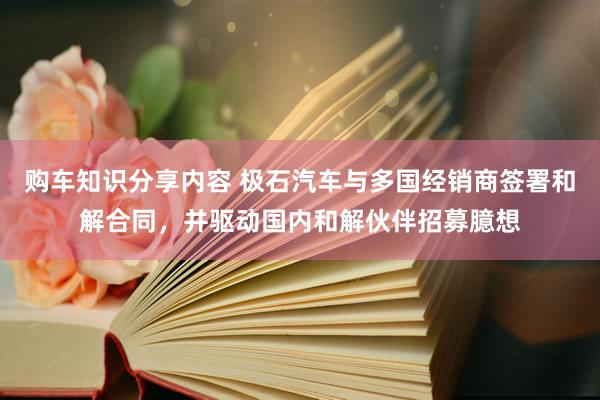 购车知识分享内容 极石汽车与多国经销商签署和解合同，并驱动国内和解伙伴招募臆想