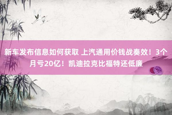 新车发布信息如何获取 上汽通用价钱战奏效！3个月亏20亿！凯迪拉克比福特还低廉