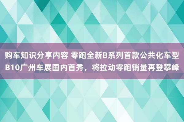 购车知识分享内容 零跑全新B系列首款公共化车型B10广州车展国内首秀，将拉动零跑销量再登攀峰