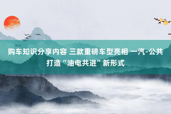 购车知识分享内容 三款重磅车型亮相 一汽-公共打造“油电共进”新形式