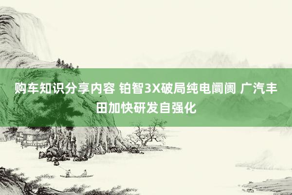 购车知识分享内容 铂智3X破局纯电阛阓 广汽丰田加快研发自强化