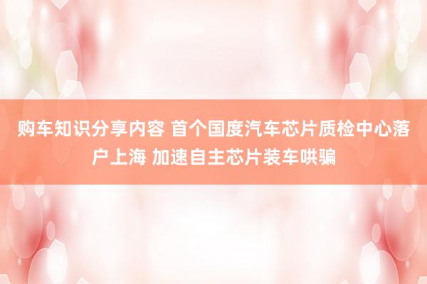 购车知识分享内容 首个国度汽车芯片质检中心落户上海 加速自主芯片装车哄骗