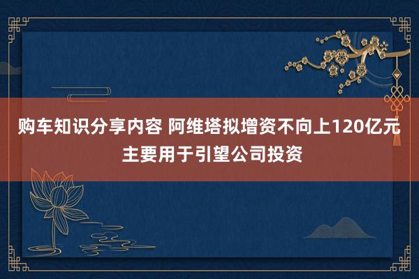 购车知识分享内容 阿维塔拟增资不向上120亿元 主要用于引望公司投资