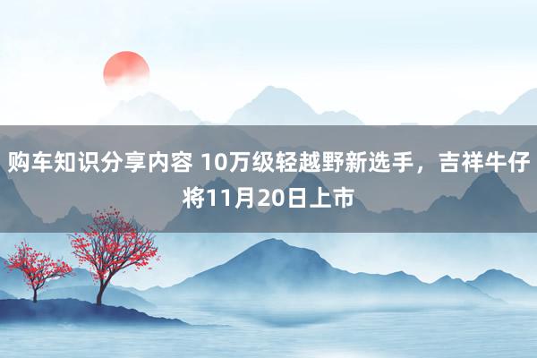 购车知识分享内容 10万级轻越野新选手，吉祥牛仔将11月20日上市