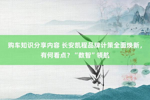 购车知识分享内容 长安凯程品牌计策全面焕新，有何看点？“数智”领航